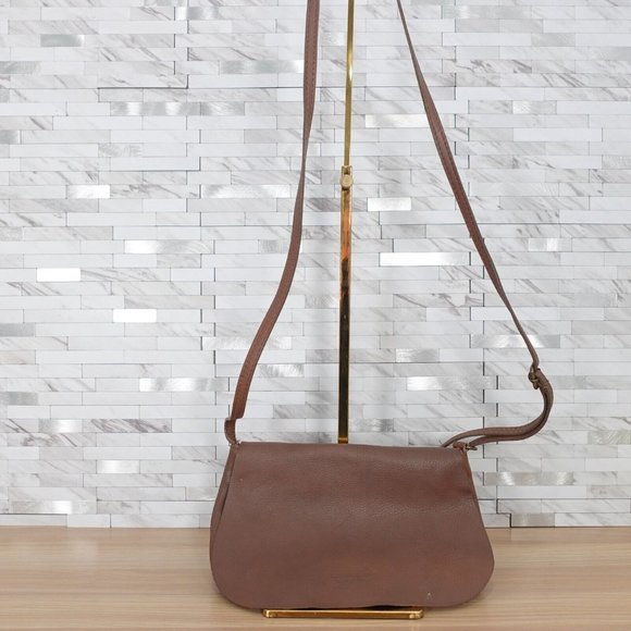 Brown Leather Clutch Crossbody‎ Sling Italian Purse Small Camel Genuine ITALY - Picture 2 of 12